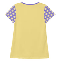 All-Over Print Women's Athletic T-shirt "PURPLE YELLOW DOTS"