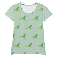 All-Over Print Women's Athletic T-shirt "GREEN DINO"