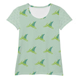 All-Over Print Women's Athletic T-shirt "GREEN DINO"