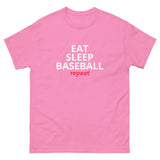 100% cotton classic tee "EAT SLEEP BASEBALL repeat"