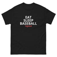 100% cotton classic tee "EAT SLEEP BASEBALL repeat"