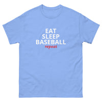 100% cotton classic tee "EAT SLEEP BASEBALL repeat"