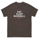 100% cotton classic tee "EAT SLEEP BASEBALL repeat"