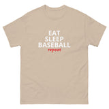 100% cotton classic tee "EAT SLEEP BASEBALL repeat"