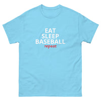 100% cotton classic tee "EAT SLEEP BASEBALL repeat"