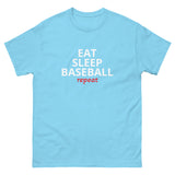 100% cotton classic tee "EAT SLEEP BASEBALL repeat"