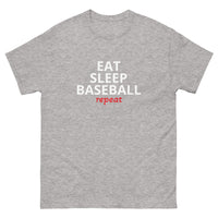 100% cotton classic tee "EAT SLEEP BASEBALL repeat"