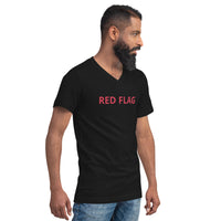 Unisex Short Sleeve V-Neck T-Shirt "RED FLAG"