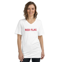 Unisex Short Sleeve V-Neck T-Shirt "RED FLAG"