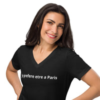 Women’s relaxed V-NECK t-shirt "Je prefere etre a Paris"