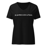Women’s relaxed V-NECK t-shirt "Je prefere etre a Paris"