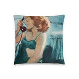 Premium pillow - Woman on phone vintage image