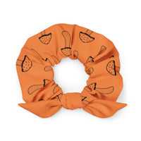 Recycled Scrunchie with Mushroom pattern