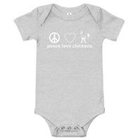 Baby short sleeve one piece (onesie) "peace love chickens"