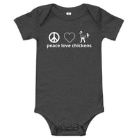 Baby short sleeve one piece (onesie) "peace love chickens"