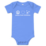 Baby short sleeve one piece (onesie) "peace love chickens"