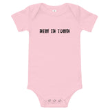 100% cotton one-piece Baby Onesie "NEW IN TOWN"