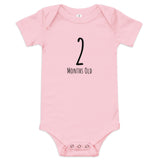 100% cotton one-piece Baby Onesie  "2 MONTHS OLD"