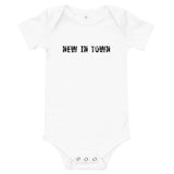 100% cotton one-piece Baby Onesie "NEW IN TOWN"