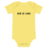 100% cotton one-piece Baby Onesie "NEW IN TOWN"