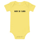 100% cotton one-piece Baby Onesie "NEW IN TOWN"