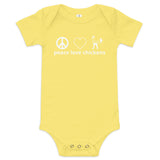 Baby short sleeve one piece (onesie) "peace love chickens"