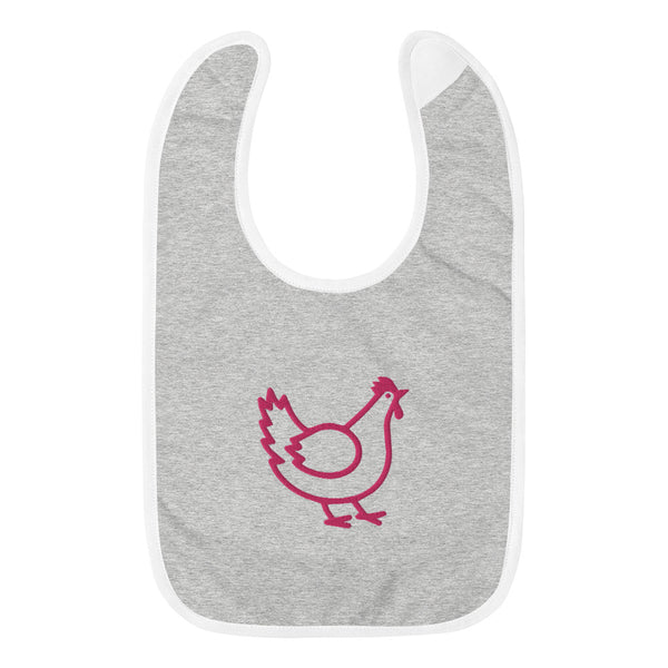 Embroidered Baby Bib with a chicken