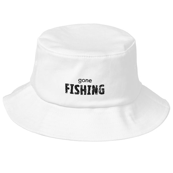 Old School Bucket Hat Gone FISHING – Twowordstshirts