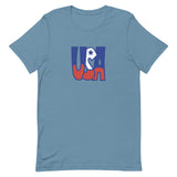 This t-shirt feels soft and lightweight, with the right amount of stretch. It's comfortable and flattering for all.