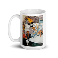 Mug with woman and firemen