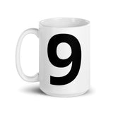 White glossy mug "9"